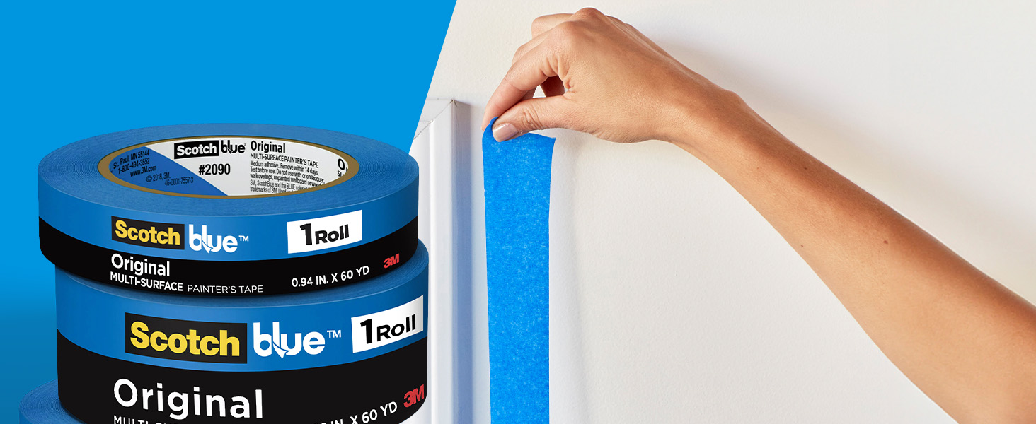 Scotch Painter's Tape Original Multi-Surface Painter's Tape, 1.41 Inches x 60 Yards, 8 Rolls, Blue, Tape Protects Surfaces and Removes Easily, Multi-Surface Painting Tape for Indoor and Outdoor Use