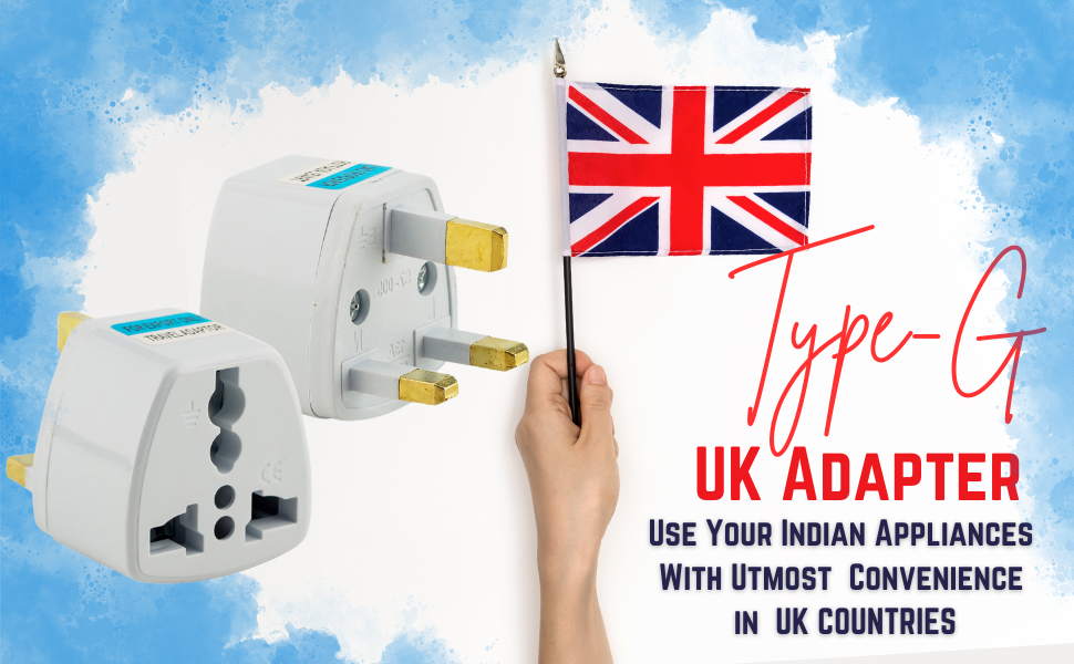Type-G Plug Adapter UK Converter - (3pcs) India to UK Plug Adaptor for Hong Kong, UAE, Dubai, Singapore England Universal Travel Adapter Power Plug (Pack of 3)