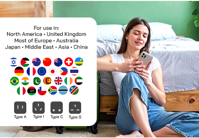 Ceptics 2 in 1 Universal Charger Adapter, Universal Travel Adapter All in One with 2500W High Power Output, International Plug Adapter for Phones, Tablets, Compatible in 150+ Countries