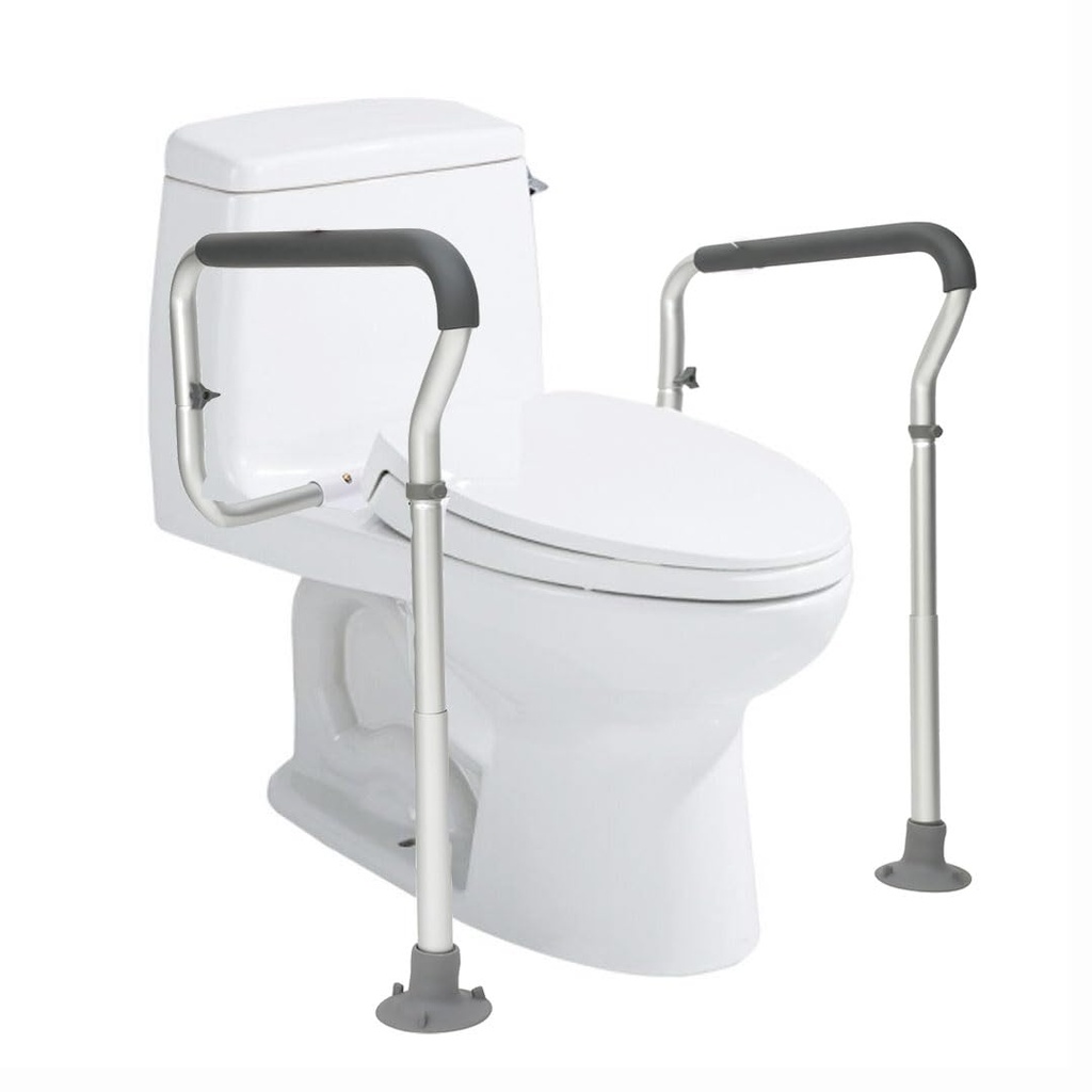 VEVOR Toilet Safety Rail, Bathroom Toilet Seat Safety Frame, Adjustable Width & Height Fit Most Toilets, 300lbs Capacity, Medical Toilet Handles with Padded Armrests for Handicap, Elderly, Disabled