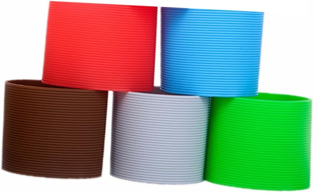 Veemoon Silicone Glass Mugs Protective Sleeves 5 Pcs Heatproof Anti-skid Cup Grip Sleeves for Cold Drinks Reusable Cup Sleeves Random