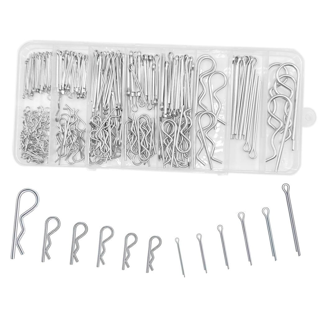 Cotter Pin Assortment Kit,Hincell 302pcs 13 Size Cotter Pins Assortment Kit 304 Stainless Steel R Clips Hardware Pins & Hairpin Cotter Pins Set for Trucks, Engine Repair
