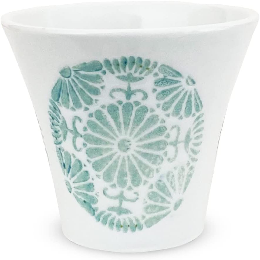J-kitchens PNO607680 Dinner Cup, Yumo Rice Bowl, 4.6 fl oz (130 cc), Flower Circle, Light Blue