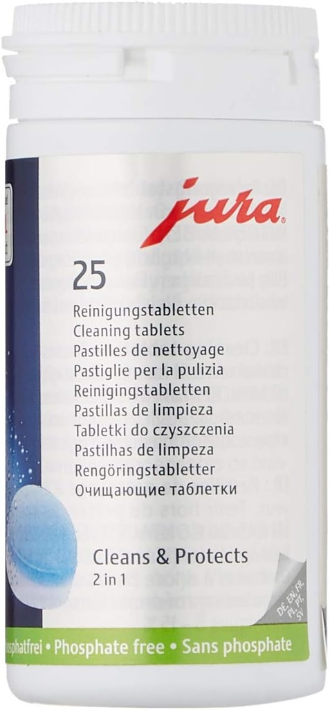 Jura 2-Phase Cleaning Tablets for Fully Automatic Coffee Machines, 25 Count