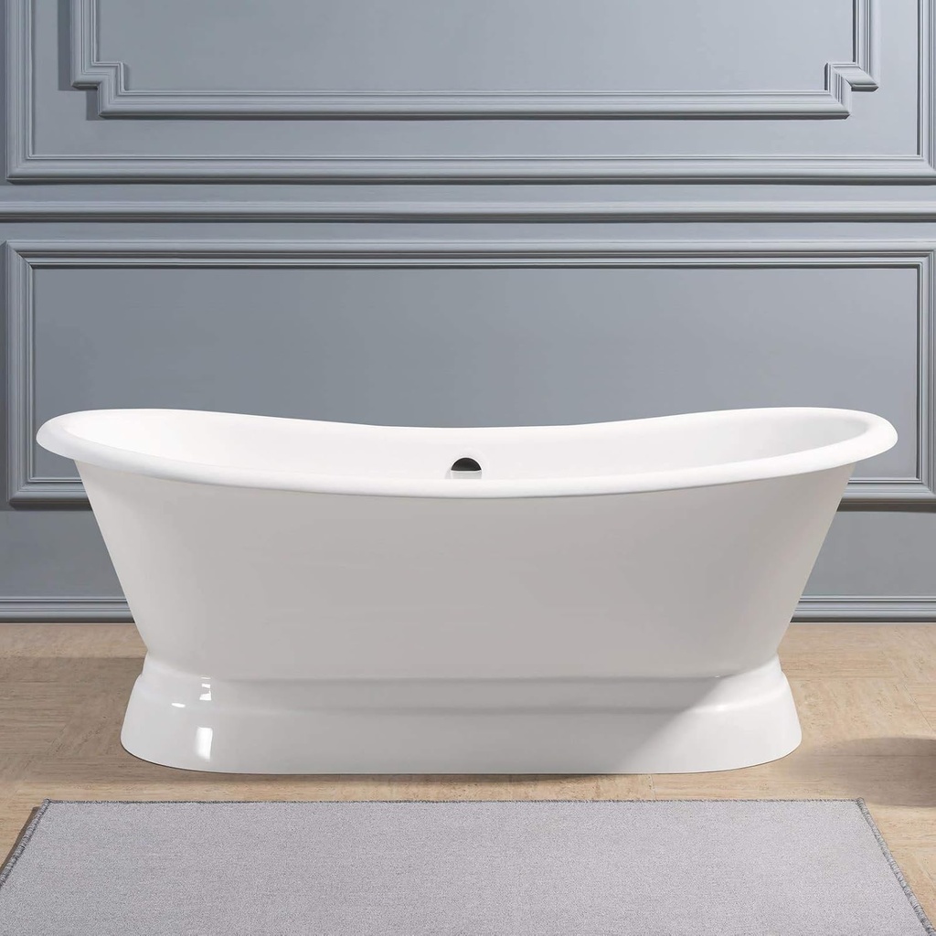 Vintage Tub & Bath Riley 67 Inch Cast Iron Double Slipper Pedestal Tub - No Faucet Drillings