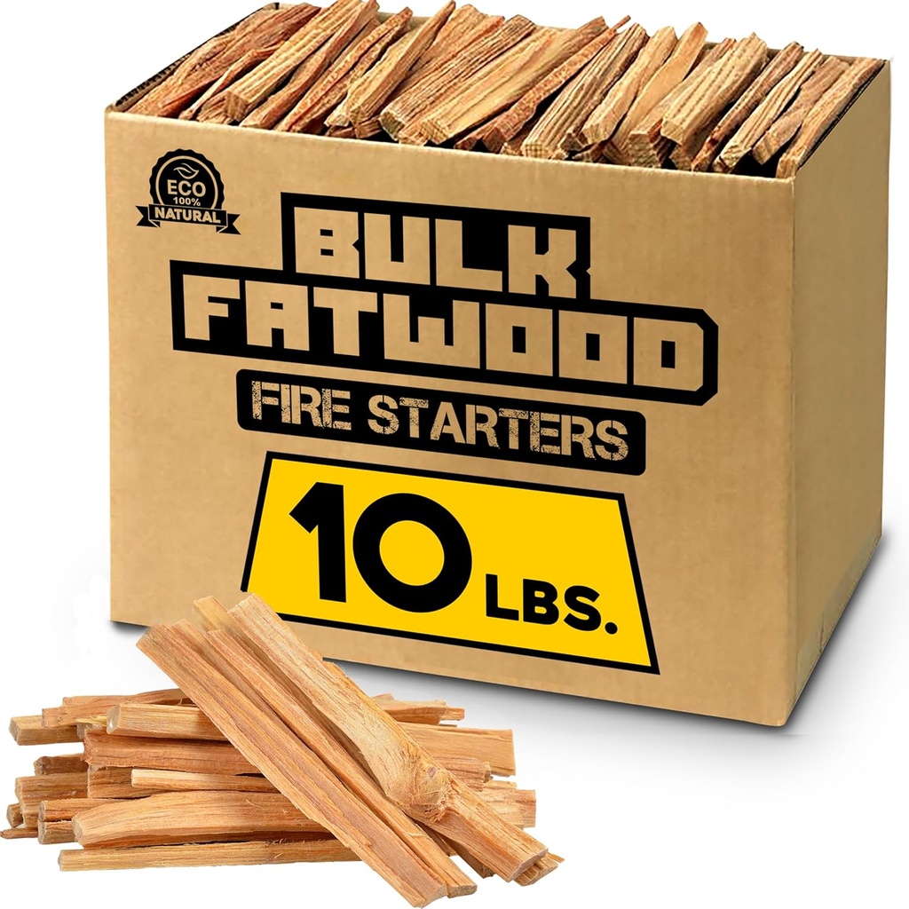 EasyGoProducts Eco-Stix Fatwood Fire Starter Kindling Firewood Sticks - 100% Organic - Firestarter for Wood Stoves, Fireplaces, Campfires, Bonfires - 10 Pounds