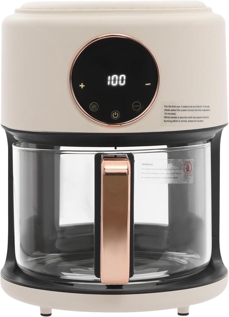Glass Air Fryer 3.8QT Air Fryer with Viewing Glass Pot, Precise Temperature Control & Time, Nonstick & Dishwasher Safe Basket, Nonstick for Best Cooking Results