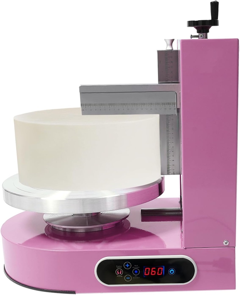 200W Electric Cake Cream Spreading Machine, Cream Smooth Coating Decoration Machine for 4-12in Cake, Automatic Cake Decorating Machine for Cake Dessert Shop Households, Pink
