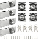 4 Pcs 4" Keyed Hasp Locks, Silver Cabinet Locks with Keys and Screws, Zinc Alloy with Twist Knob Hasp Latch Lock for Small Door, Cabinet