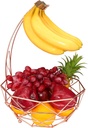 ROSYLINE fruit basket with banana hanger, fruit bowl, multi-functional kitchen and living room storage fruit and vegetable basket, banana hanger can be dismantled (rose gold)