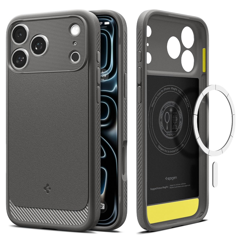 Spigen Rugged Armor MagFit Case voor iPhone 17/18 Pro Max, Gray