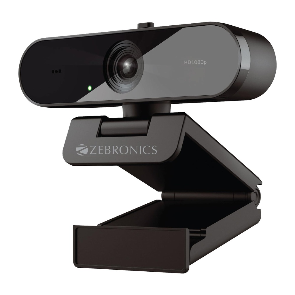 Zebronics FHD USB Webcam, 30FPS, 2P2G Lens, 2.0MP CMOS Sensor, Auto-White Balance, Auto-Exposure, Privacy Shutter, Ingebouwde Mic, voor Teams, FaceTime, PC/Laptop (Live Pro)