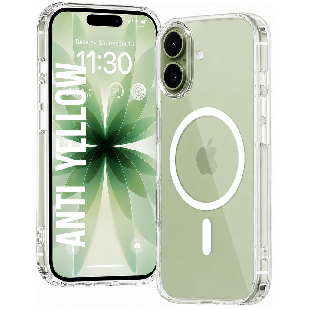 DIZORO Crystal Clear Magnetic Compatibel met iPhone 17 Case met anti-geel anti-krab Shockproof Transparante Cover