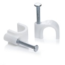 Hi-PLASST (7mm, paquet de 100) Clips de câbles avec ongles métalliques - fixations de fils lourds, organisateurs de câbles, pinces de câbles rondes pour la gestion de câbles muraux, fils de suspension, utilisation à domicile et au bureau
