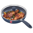 Hawkins Ceramic Nonstick Frying Pan, 23 cm Diameter, Induction Fry Pan met glazen deksel, Granite Omlette Egg Pan, Vis Pan, Blauw (ICF23G)