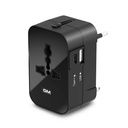GM 3064 Universal Travel Adapter met 240V Power Output, USB Type C (3.1A) & Type A (2.1A) Ports, LED Indicator - International Charger for 150+ Countries (US, UK, EU, AUS) - Black