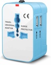 rts High Speed Travel Essentials Wall Charger Dual USB Universal Travel Adapter International All in One Worldwide Travel Multi Plug Adapter voor USA EU UK AUS Cell Phone Laptop smart Phone (Blauw)