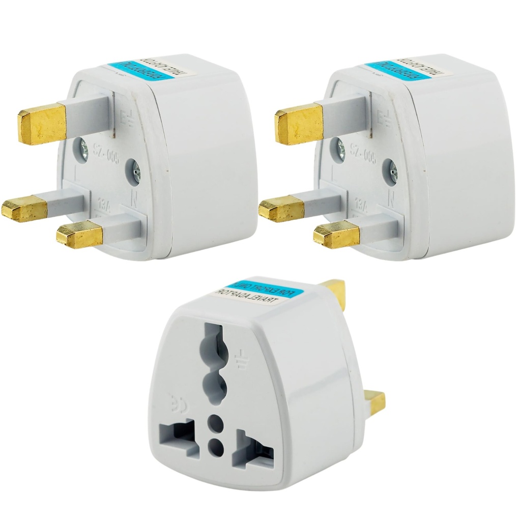Type-G Plug Adapter UK Converter - (3st) India naar UK Plug Adapter voor Hong Kong, VAE, Dubai, Singapore England Universal Travel Adapter Power Plug (Pack of 3)