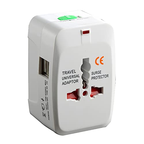 2 Adaptateur de Voyage universel USB avec intégré dans double port USB Plug Adaptateur de Voyage International Tout en un Adaptateur de Voyage Portable