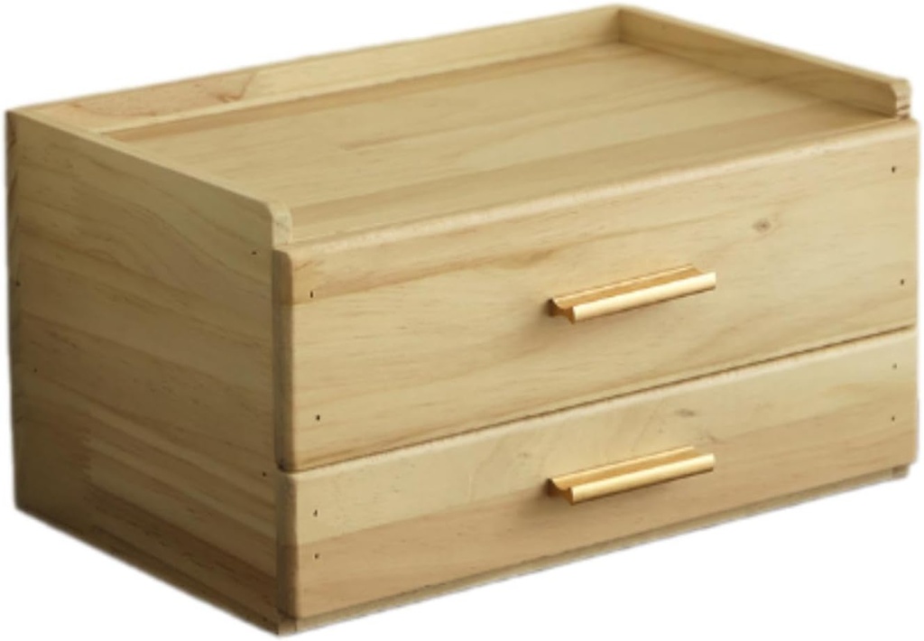 Yajuyi Coffee Pod Organizer Capsule Holder Double Layer Desktop Wooden Storage Box for Office, Wood Color