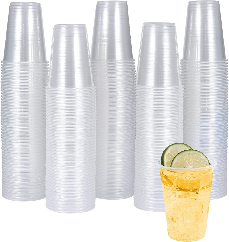 7oz Plastic Cups 300 Pack， Disposable Clear Party Cups for Home, School, Office & Events | Small Transparent Tumblers for Drinks, Samples & Commercial Use