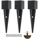 3 Pcs 4x4 Fence Post Anchor Ground Spike (Inner Size 3.6"x3.6") Black Powder Coated–Mailbox Post Anchors 16", for Deck,Fence,Railing,Mailbox..