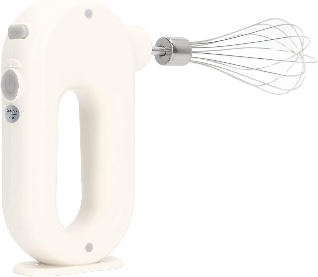 Electric Hand Mixer USB Charging Powerful Motor 4 Level Adjustment Easy to Operate Kitchen Gadget (White)