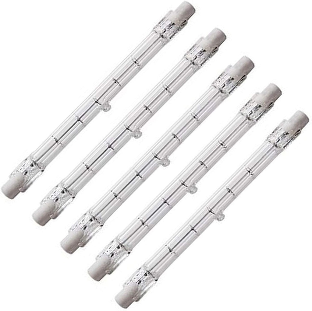 CTKcom 500-Watt 4.7-Inch J Type T3 Halogen Bulbs(5 Pack) - 118mm Double Ended 500 Watt 120 Volts T3 Halogen Bulbs R7S Double Ended Filament Flood Lights Quartz Tube Lamps 120V