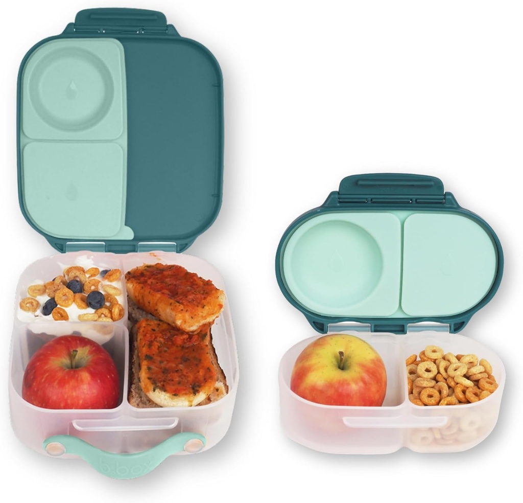 b.box Mini Lunch + Snack Containers (Emerald Forest): 2-Pack Set Includes Lunch Box (4 1/4 Cup Capacity) & Snack Box (1 3/4 Cup Capacity). Easy Open Bento Containers, School Supplies