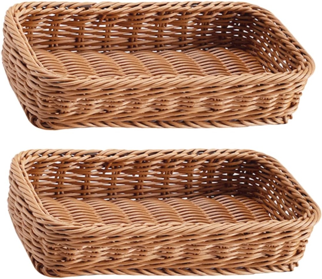 KESYOO 2Pcs Imitation Rattan Cutlery Basket Rectangular Woven Storage Container for Utensil Organization Stylish Holder for Kitchen and Dining Efficient and Versatile Use