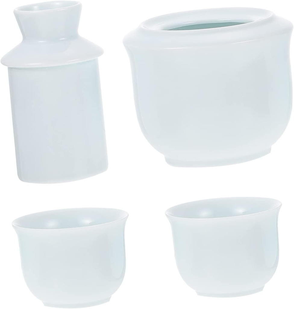 HEALLILY Set for Pottery Lovers 4pcs Chinese Porcelain Drinking Cups 1pc Warmer