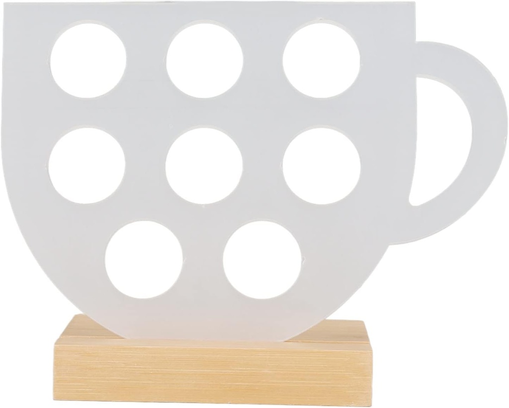 8 Holes Capsule Coffee Stand Cup Shape Acrylic Coffee Pods Storage Holder with wood Base