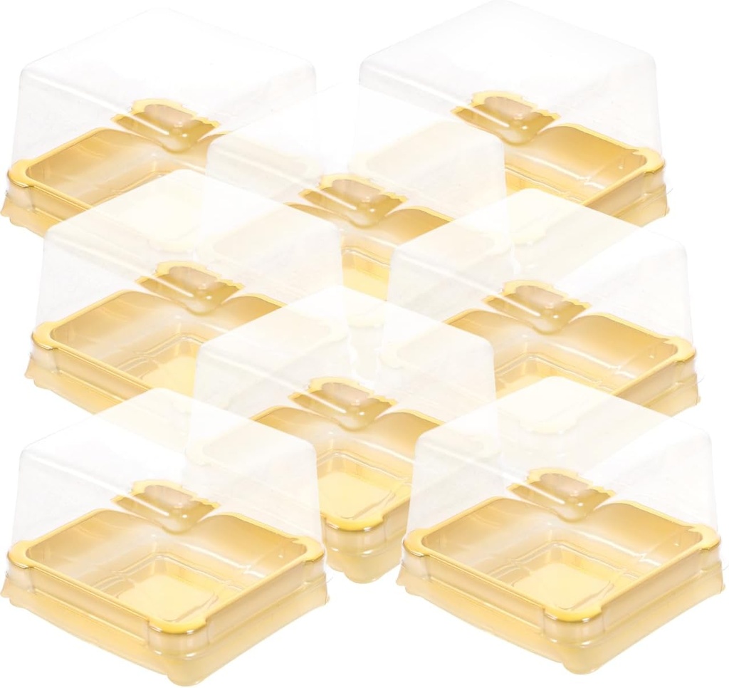 VOSAREA 50pcs Clear Plastic Boxes with Lids - Mini Cake Packaging for Moon Cakes - Birthday Treats and Desserts for Parties and Celebrations
