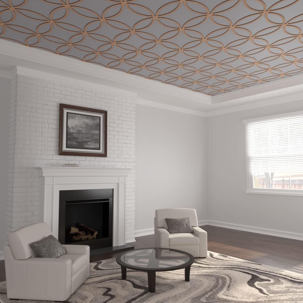 Ekena Millwork 23 3/8"W x 23 3/8"H x 1/4"T Small Lilley Decorative Fretwork Wood Ceiling Panels, Alder