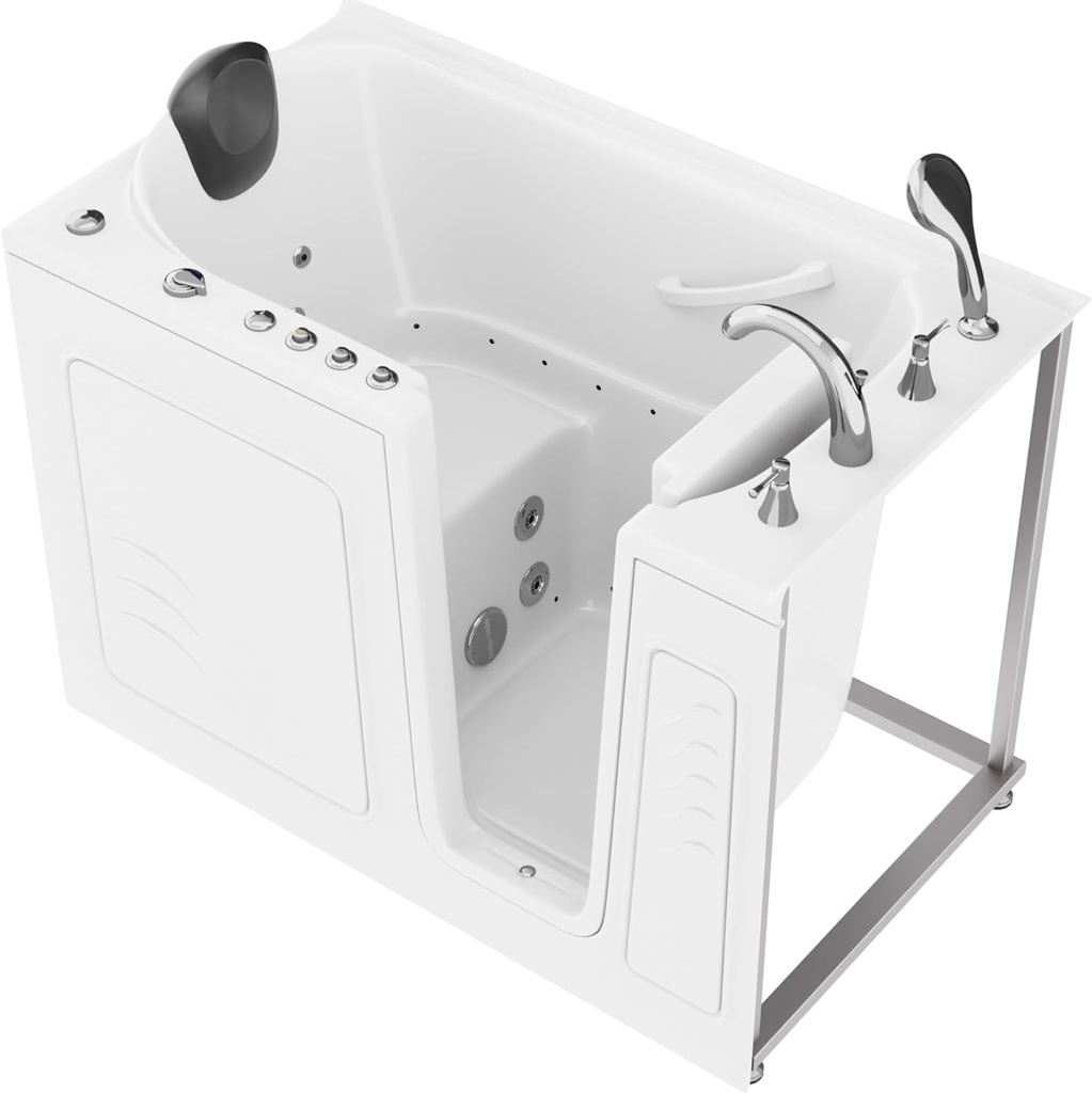 ANZZI Tubs Series Right Drain Quick Fill Walk-In Whirlpool and Air Tub with Powered Fast Drain in White Finish 30 in. x 53 in. | AMZ3053RWD