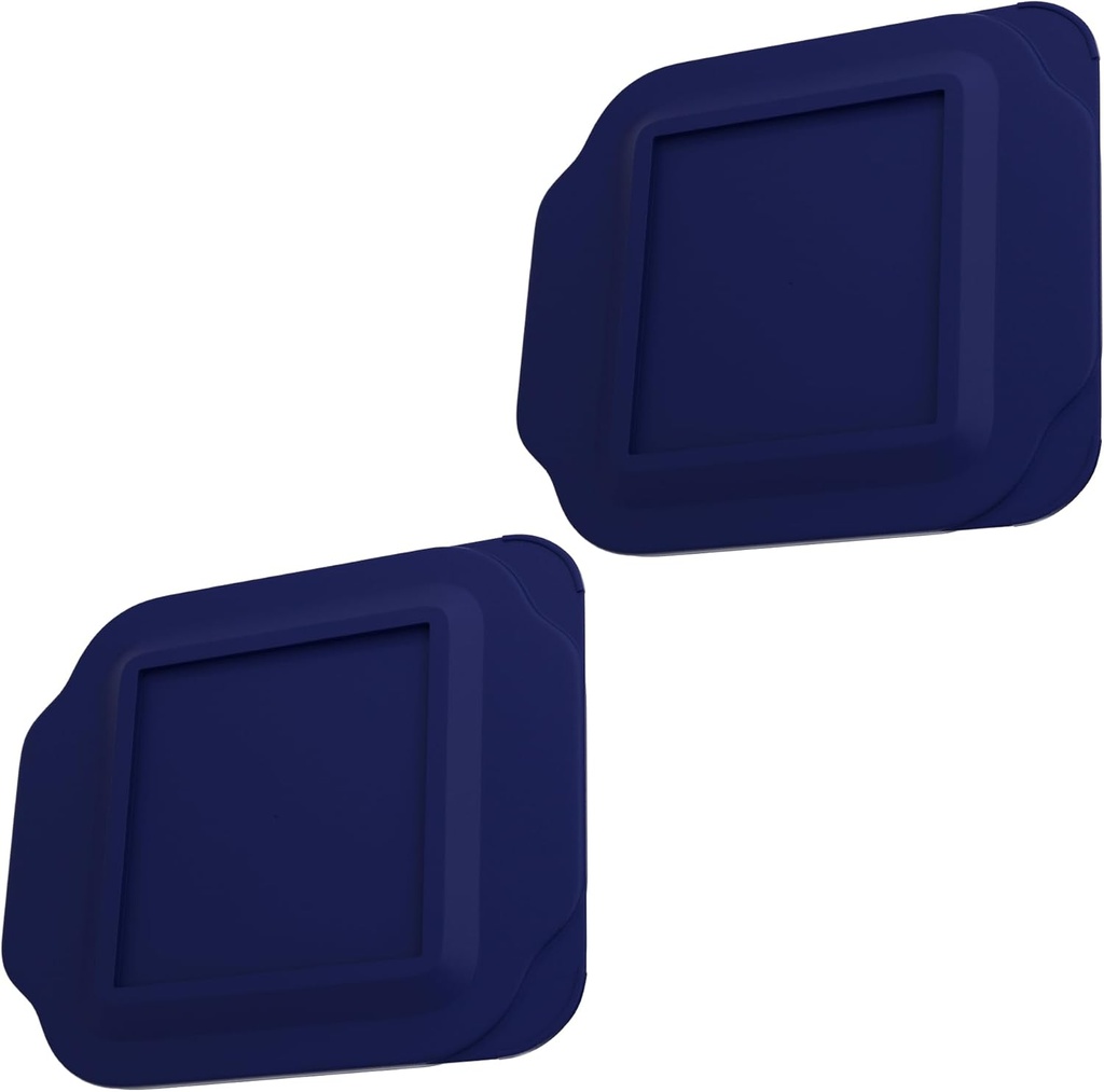 Replacement Lid for Pyrex 2-Quart 8" x 8" Glass Baking Dish #222, Compatible with Lid #222-PC, Food Storage Container Cover with Flush Tab Handles (2-Pack, Navy)