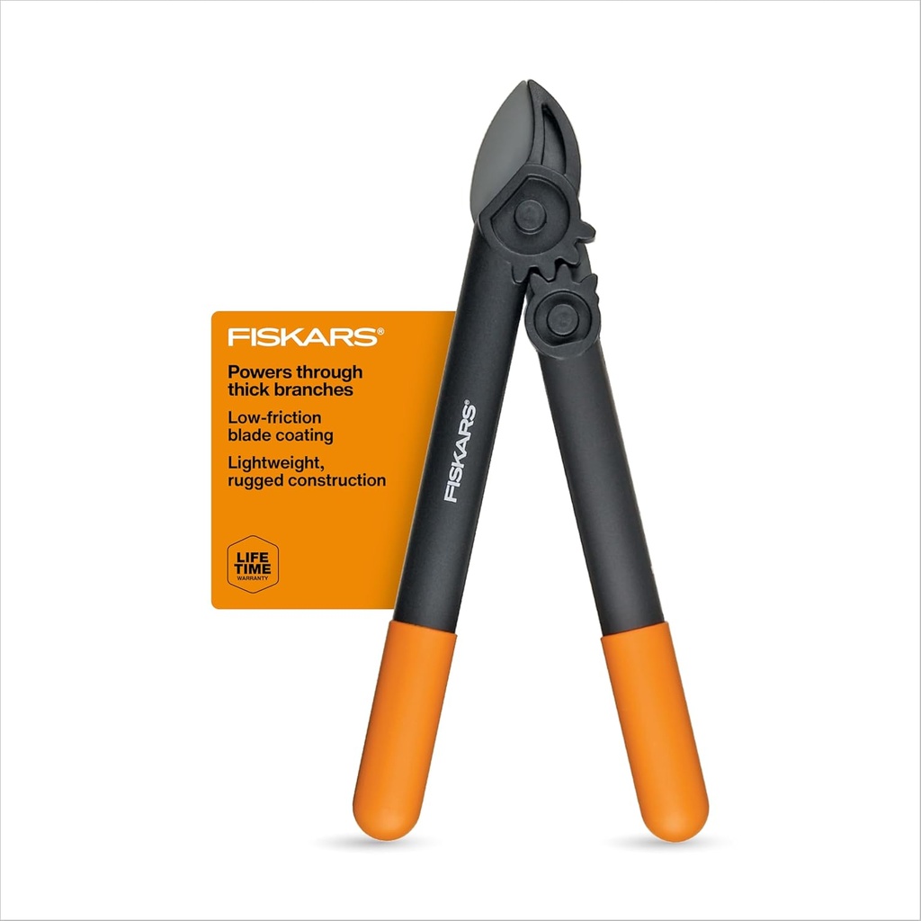 Fiskars 15-Inch PowerGear Loppers, Sharp Steel Blade Bush and Tree Trimmer, Cuts up to 1.25-Inch Diameter Branches, Rust Resistant and Lightweight Pruner, Yard Tools for Gardening
