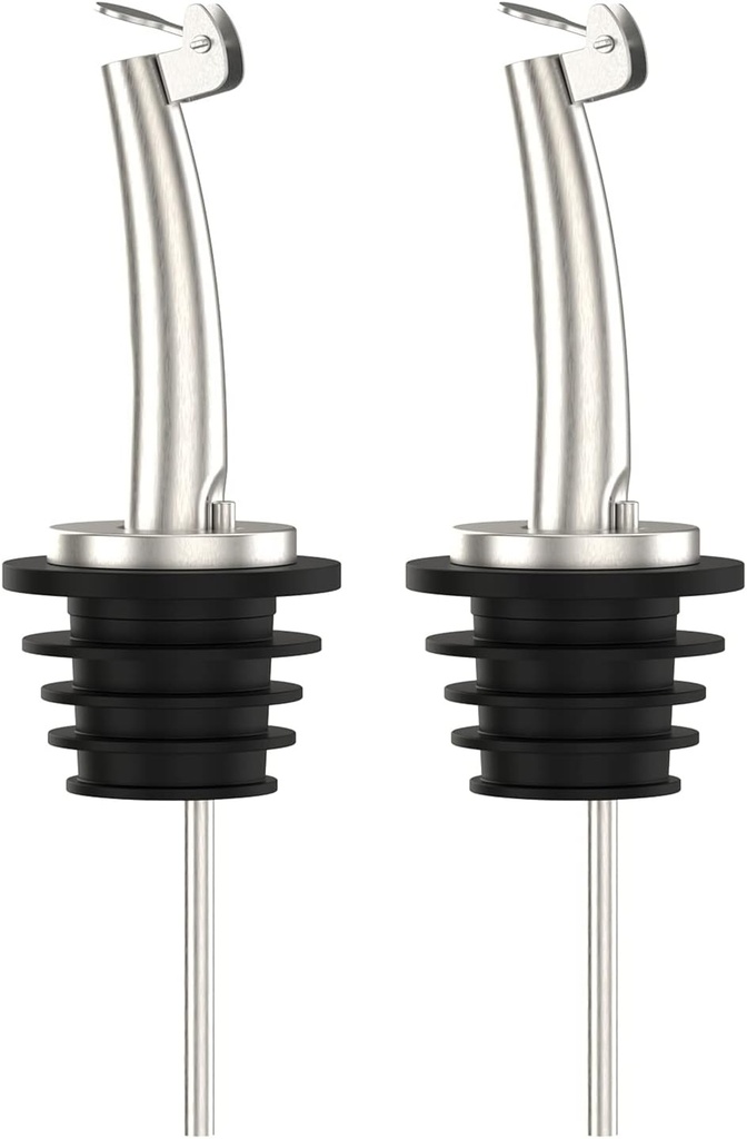 Axe Sickle 2 Pcs Oil Spout Liquor Bottle Pourer Spouts Stainless Steel Speed Pour Spouts Olive Oil Dispenser Spout for About 3/4" Bottle Mouth, with Flip Top