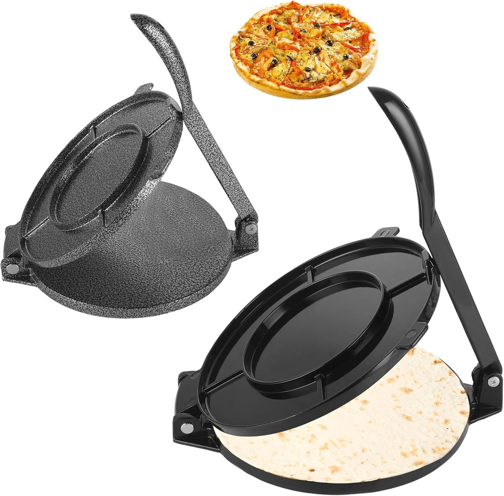 8 Inch & 6 Inch Tortilla Press, Aluminum Alloy Tortilla Maker Press Roti Maker for Flour Tortilla, Taco(Black & Grey)