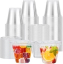Lamosi 100 Pack 9 oz Clear Plastic Cups with Lids, Disposable Cups with Flat Lids, Ideal for Ice Cream, Cold Drinks, Fruit, Dessert, Yogurt Parfait