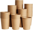 SIUQ 400 Pack 8 oz Kraft Paper Cups, Unbleached Disposable Paper Coffee Cups, Thickened Hot/Cold Beverage Drinking Cup for Party, Home, Cafes, Bistros, Businesses (Brown)