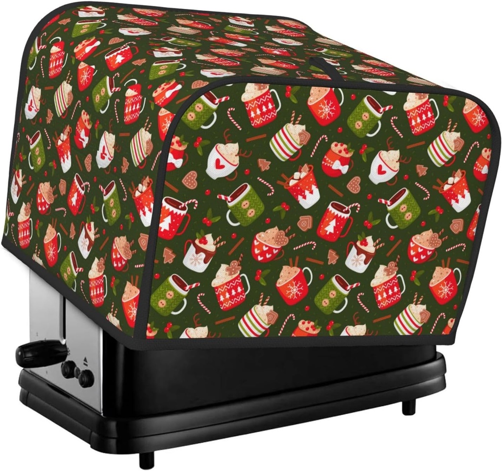 Oven Cover Kitchen Bread Machine Protector,4 Slice Toaster Cover For Home,Fingerprint Coaster Cover,Kitchen Small Appliance,Red Green Coffee Cup