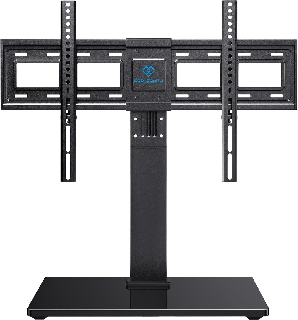 PERLESMITH Universal Swivel TV Stand Base, Table Top TV Stand for 37-75 inch LCD LED TVs, Height Adjustable TV Mount Stand with Tempered Glass Base, VESA 600x400mm, Holds up to 99lbs, PSTVS13