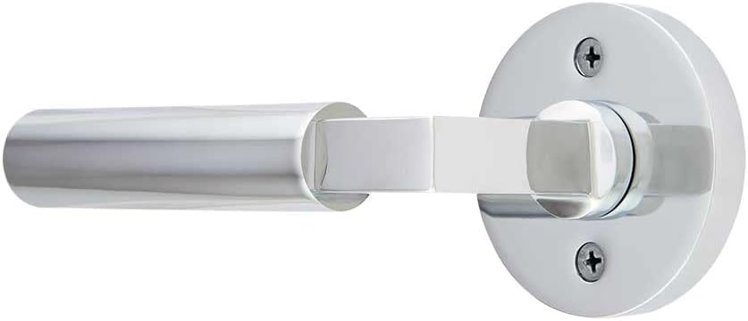 Disc Rosette Door Set with Hercules Levers Left Hand Privacy in Polished Chrome