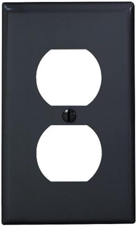Leviton 1-Gang Duplex Device Receptacle Wallplate, Standard Size, Thermoplastic Nylon, Device Mount, 80703-E, Black