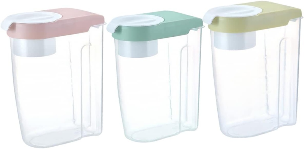 Garneck 3pcs Sealed Grains Storage Tank with Measurement Lid Airtight Food Storage Containers for Kitchen Organization Green