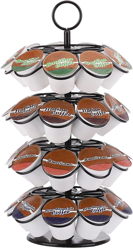 Tecbeauty Coffee Pod Holder, Coffee Pod Carousel Storage Organizer Stand (Capacity of 36 K Cup Pods) - Rotatable