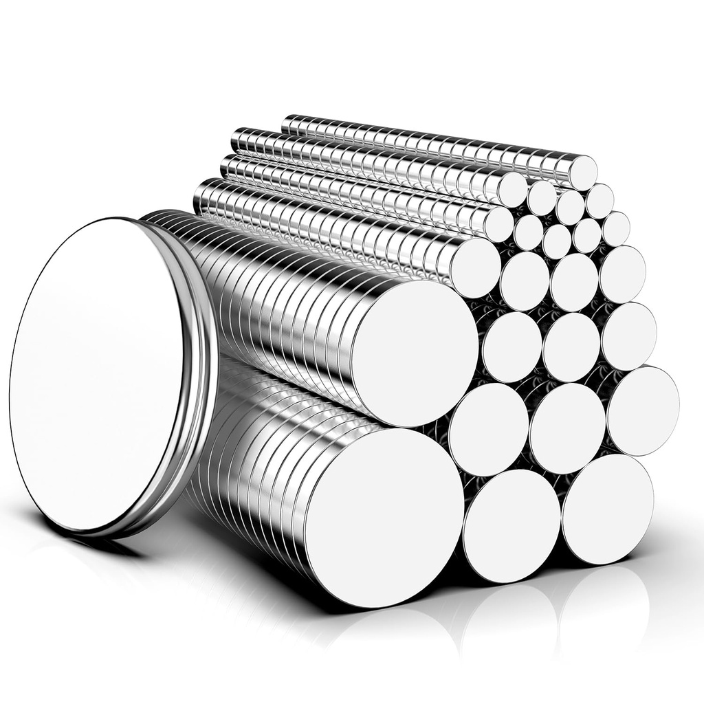 Magnets, Caturledas 600 Pack 8 Different Sizes Small Round Magnetic Rare Earth Neodymium Fridge Magnet for Home Kitchen Office School Hobby Handcraft Woodworking Miniature Model Base, Silver