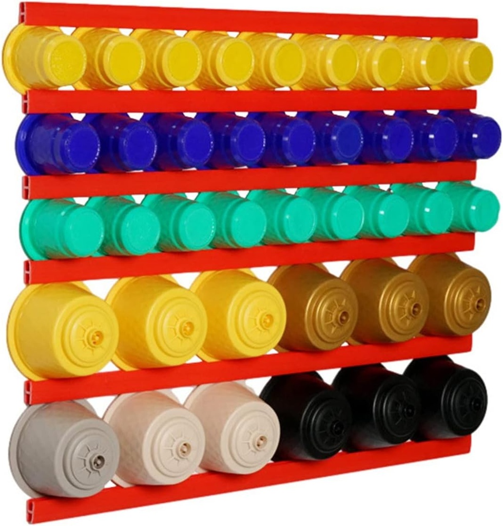 Coffee Capsule Stand 6 Strips Coffee Pod Holder Adhesives Suitable To Be Vertically Or Horizontally On Walls Or Cabinets DIY Office Kitchen Counter Organizer Saving Space Compatible(Red)