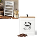 PERFNIQUE K Cup Holder with Coffee Canister Set, Farmhouse Coffee Pod Holder, Coffee Bean Storage Container with Airtight lids